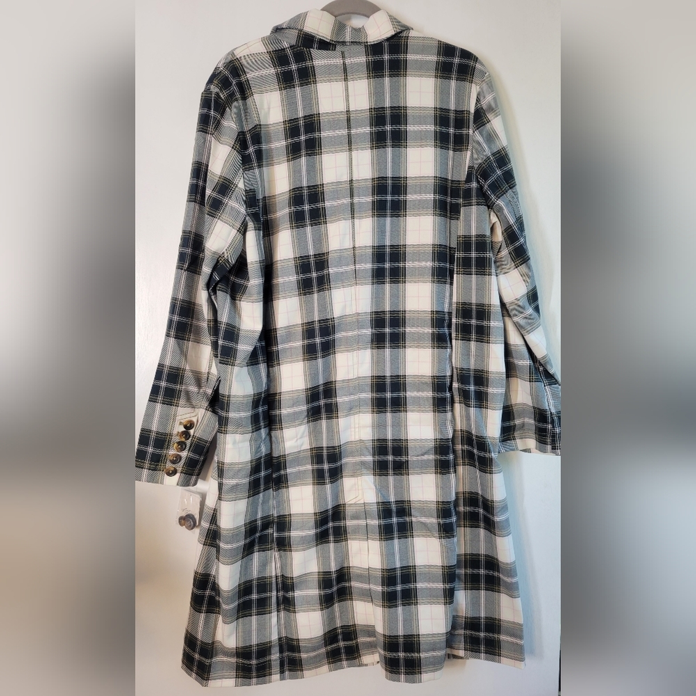 NWT Free People Freddie Longline Plaid Blazer Green Cream - Picture 5 of 9